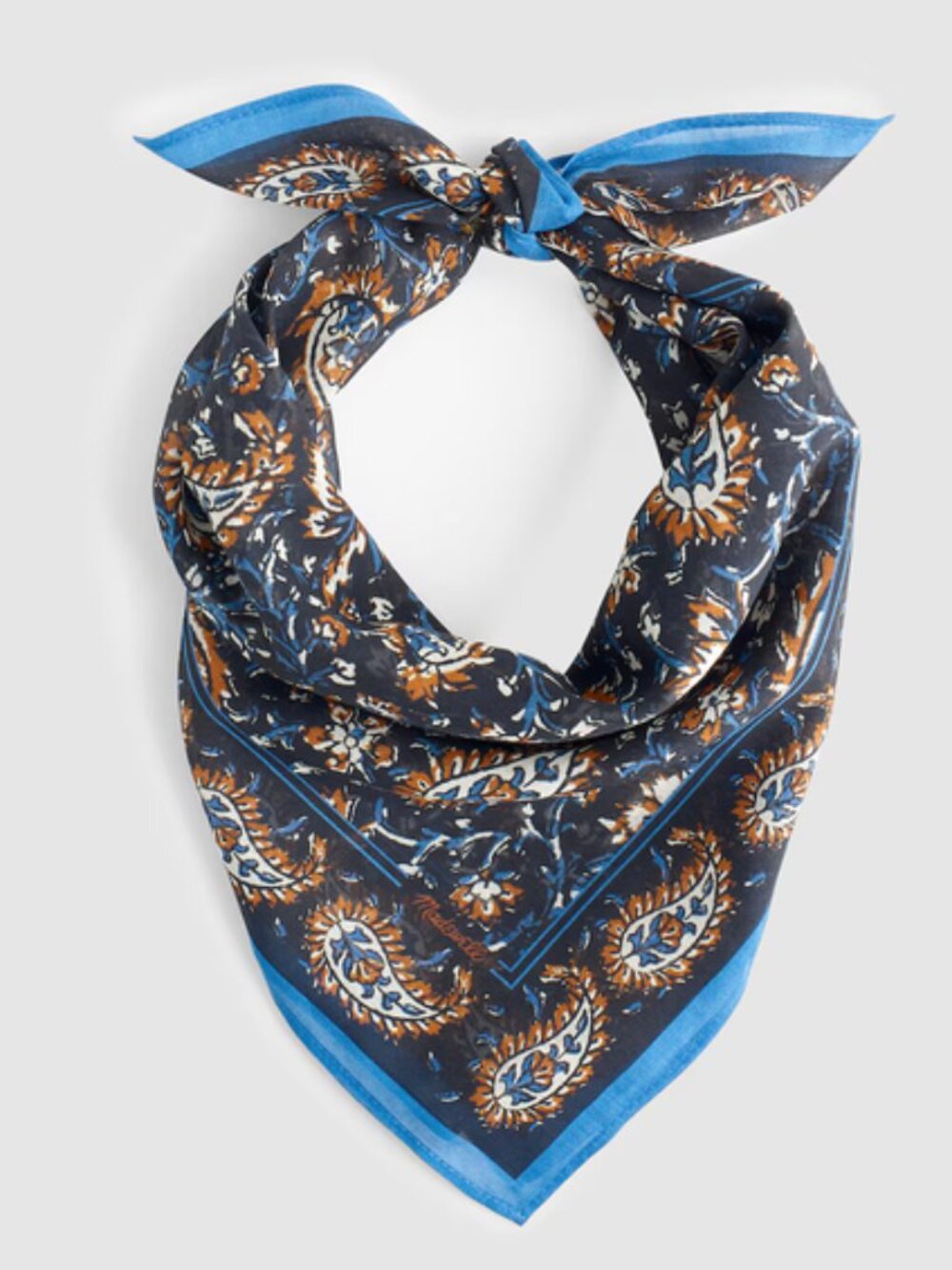 New Madewell Organic Cotton Block Paisley Jet Black Bandana
